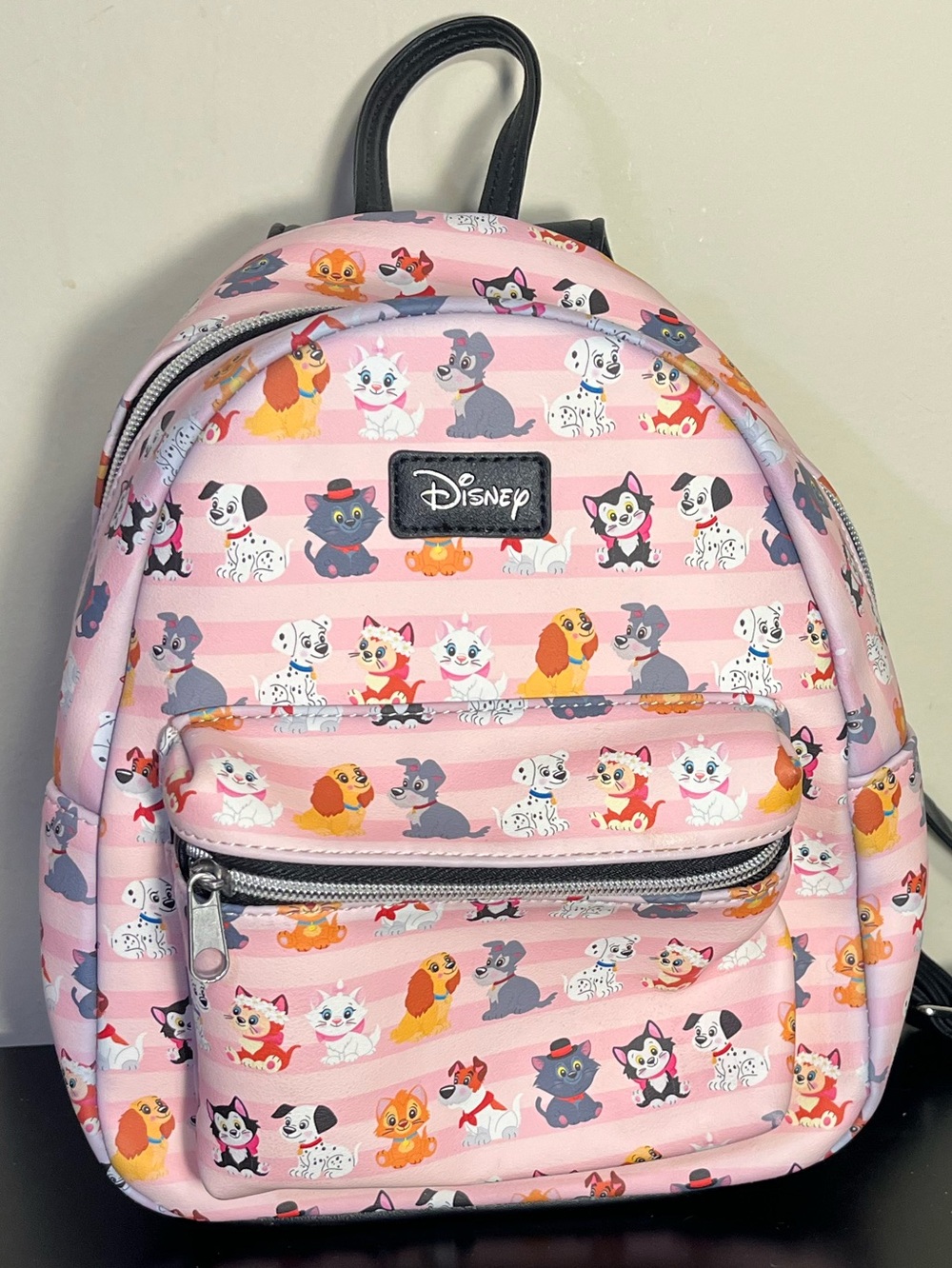 Loungefly Disney Cats & Dogs Mini Backpack Pink Stripe Animal Print